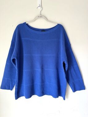Talbots Pima Cotton Long Sleeve Knit Pullover Sweater Blue sz 2X